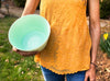 Celadon glass bowl handblown in the USA from Serve Kindness